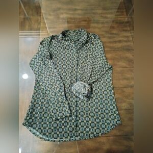 Banana Republic Women’s Button-Down Shirt – Classic Fit, Geometric Print, Size S